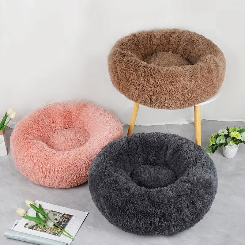 Plush Pet Nest Winter Cat Nest Dog Nest Warm Detachable and Washable round Cat Nest Pet Bed Seasonal Universal Decoration Home