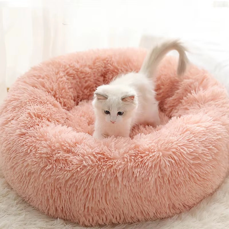 Plush Pet Nest Winter Cat Nest Dog Nest Warm Detachable and Washable round Cat Nest Pet Bed Seasonal Universal Decoration Home