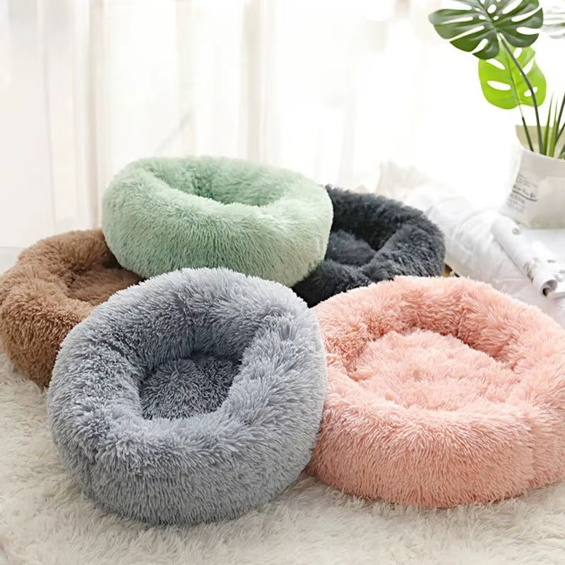 Plush Pet Nest Winter Cat Nest Dog Nest Warm Detachable and Washable round Cat Nest Pet Bed Seasonal Universal Decoration Home