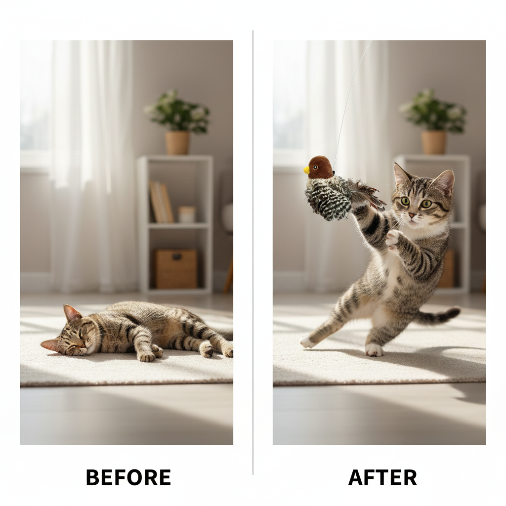 Oiseau Sonore Interactif pour Chat – Jouet en Peluche qui Chante et Bouge